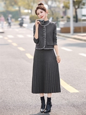 2026春季新品简约时尚假三件两件套裙，女装套装/套裙，美沁