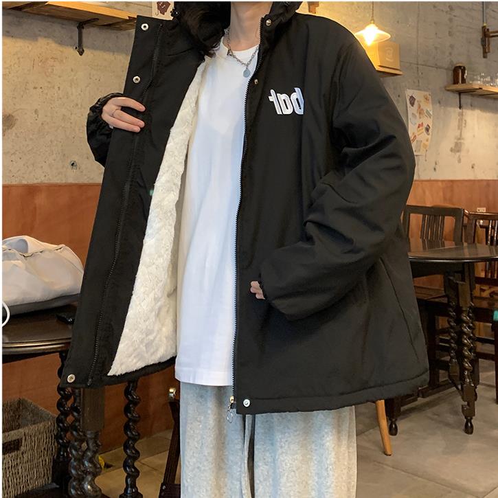 A085-P100冲锋衣连帽羊羔毛外套男女新款字母情侣款棉衣,男装夹克,星座911