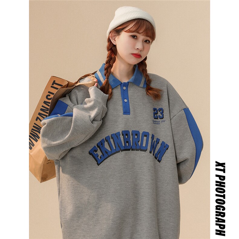 中性风POLO领卫衣女情侣大码M-5XL休闲套头卫衣男外套类C7720P55，男装Polo衫，星座227-7