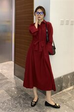 气质文艺优雅时尚宽松连衣裙2021年春季纯色，女装连衣裙，魅影