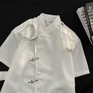 2024新款男士短袖春夏季液体反光飞机扣衬衣 DX10 P75图片