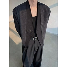 春季老钱风双扣开衫混纺毛边短款西服毛呢外套雅痞呢子XA167，男装西服，星座1116A（原606A-3）
