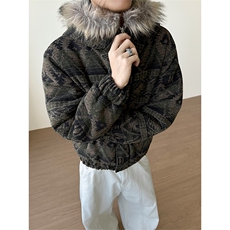 座山雕冬季棉服复古撞色编织保暖加厚棉衣男5D1194-TP100178，男装棉衣，电商A102