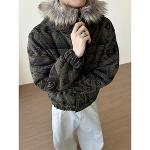 座山雕冬季棉服复古撞色编织保暖加厚棉衣男 5D1194-TP100178图片