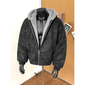座山雕皮衣外套棉衣棉服夹克连帽毛领棉袄袖子是绒207-1668特p58