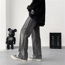 潮高街宽松黑色直筒休闲裤G3053P40，男装牛仔裤，星座1116-2