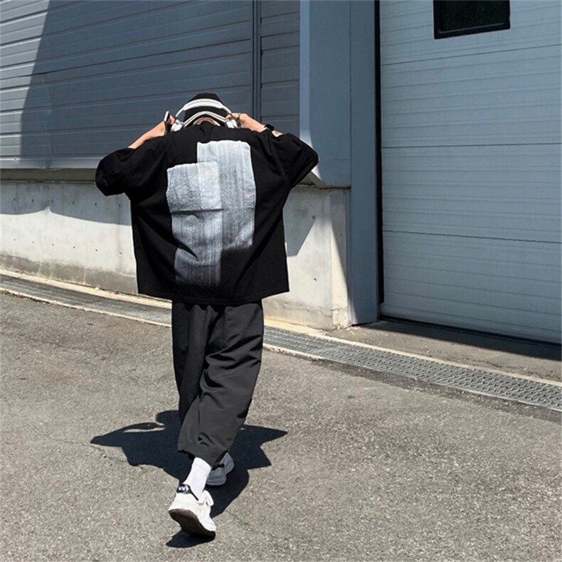 816B-T1033-P38休闲港风潮牌T恤宽松情侣潮中性男女，男装T恤，星座816B