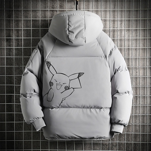 MY16193-P100 加厚加绒连帽衣男大码服男面包服男 网格挂拍图片