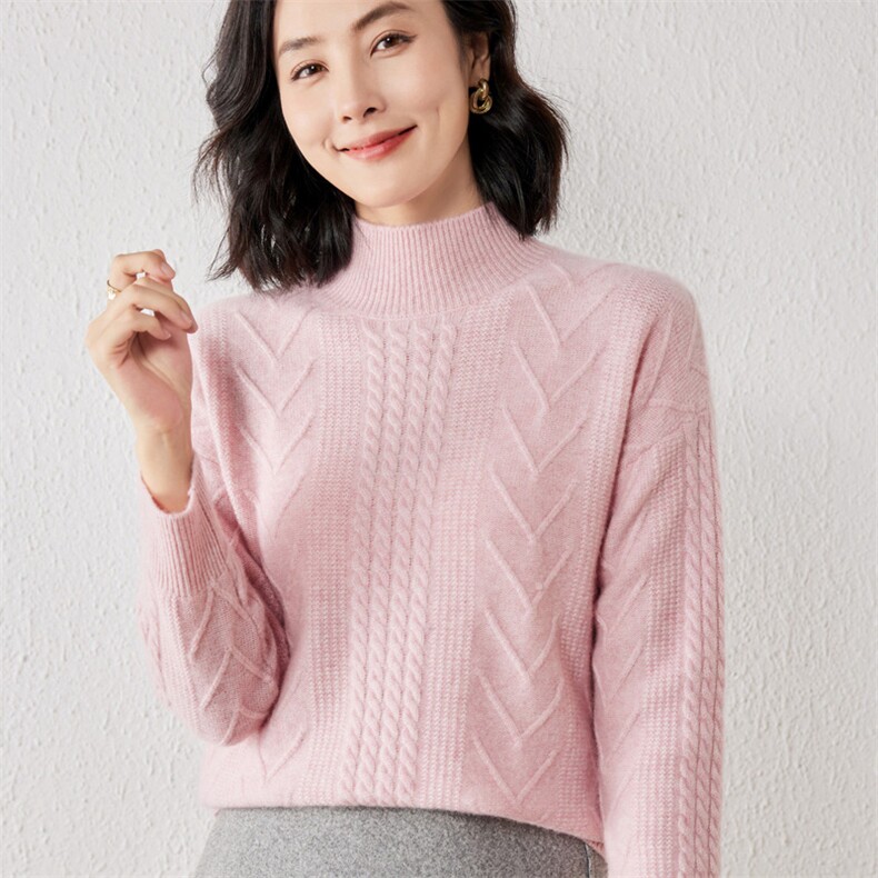 2025年春季羊绒修身型常规套头单件长袖圆领时尚百搭羊绒衫,女装羊绒衫,春贝羊绒