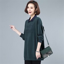 2021年春季潮时尚假两件卫衣女中长款韩版宽松百搭打底衫女棉，女装卫衣/绒衫，简韵佳