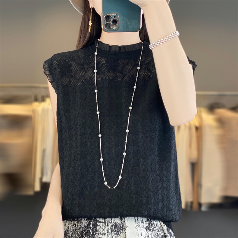 【正品清仓】圆领镂空桑蚕丝短袖Tt恤女士宽松真丝提花冰丝针织衫，女装背心吊带，大美人包芯纱店