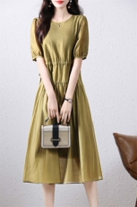 法式天丝连衣裙2025新款气质高级感女神范欧货长裙子女夏天，女装连衣裙，蓝诺裳