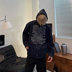 网络图现货美式潮牌连帽拼格子印花卫衣开衫外套R868-P70，男装卫衣，星座1005-4