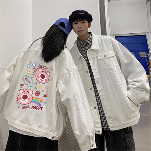 秋季港风大码不一样情侣学生印花牛仔外套男JK559-P6588图片