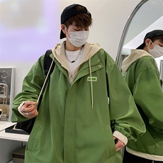 春季新款潮牌假两件连帽时尚夹克宽松百搭夹克外套CYJK9258-P80，男装夹克，电商A128