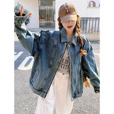 2025牛仔外套男女春季2025宽松美式高街复古翻领夹克拉链上衣潮流，男装工装外套，星座1210-1