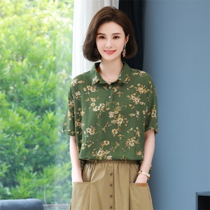 2025夏新款韩版宽松大码碎花衬衫显瘦上衣女图片