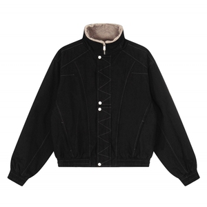 美式解构缉明线立领工装夹克秋冬加绒加厚廓形棉服男TT6060 P108图片