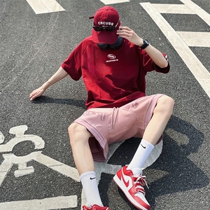 抖音得物高品质二开240克宽松纯棉美式潮牌三条杠织带短袖T恤图片