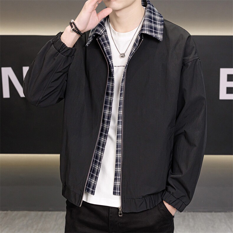春秋季夹克男翻领假两件外套男休闲百搭青年外套上衣N2602-P75,男装夹克,星座310B-3