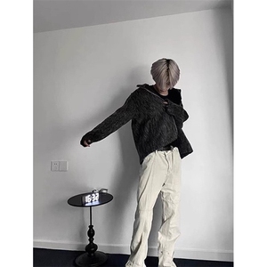 网图有货 美式复古灰色毛绒外套男毛呢立领夹克 A118-P88图片