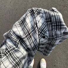 撞色格子长袖衬衫男女情侣春秋季美式复古痞帅休闲宽松衬衣外套潮，男装衬衫，星座506A