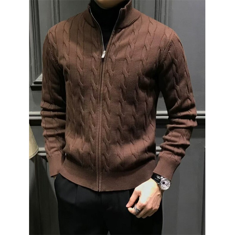 MM501-P63新款时尚潮流设计感宽松拉链开衫连帽毛衣图片