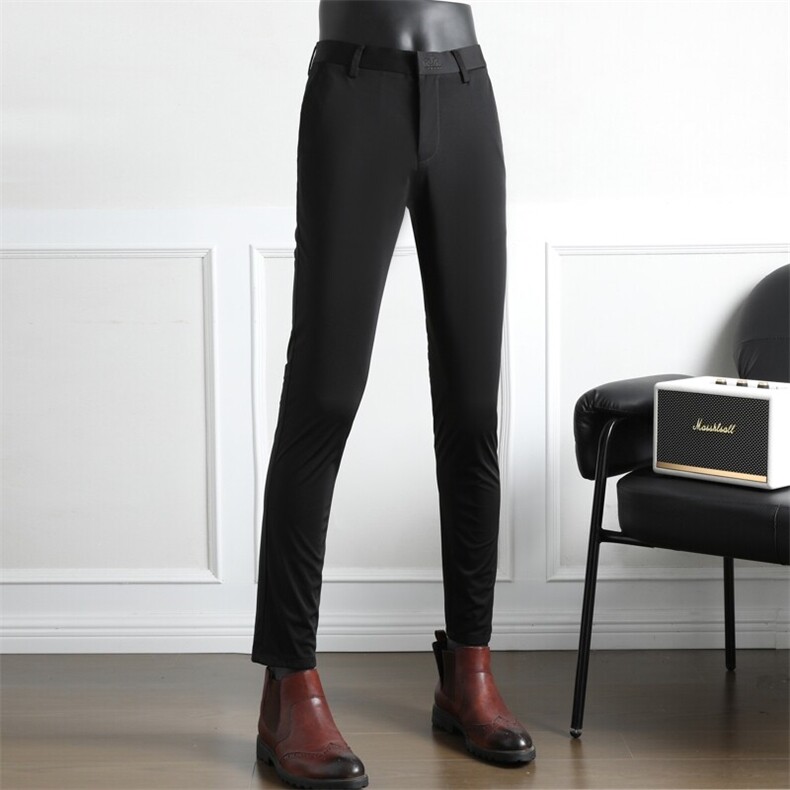 2025新款高弹力刺绣冰丝—九分裤——黑色P5598，男装休闲裤，电商B368