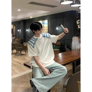 韩系ins高级感穿搭毛边短袖cleanfit设计感五分袖T恤夏季LG84-P41图片