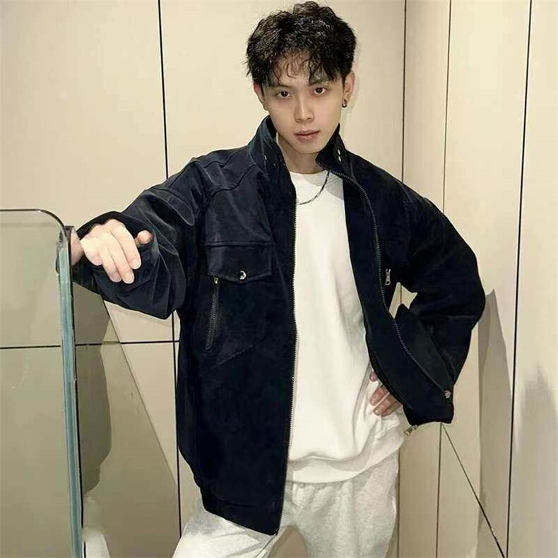 现货网图慎用春秋皮夹克扎染皮衣外套JK306P65,男装夹克,星座1904A