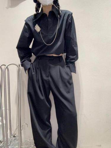 New秋款全面上新 金属牌衬衫下摆抽绳可盐可甜，女装衬衫，Queena PHoebe