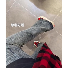 裤子美式高街水洗竹节竖纹牛仔裤男款微喇窄窄版直筒裤KZ8027-P55，男装牛仔裤，星座1007（原301D）