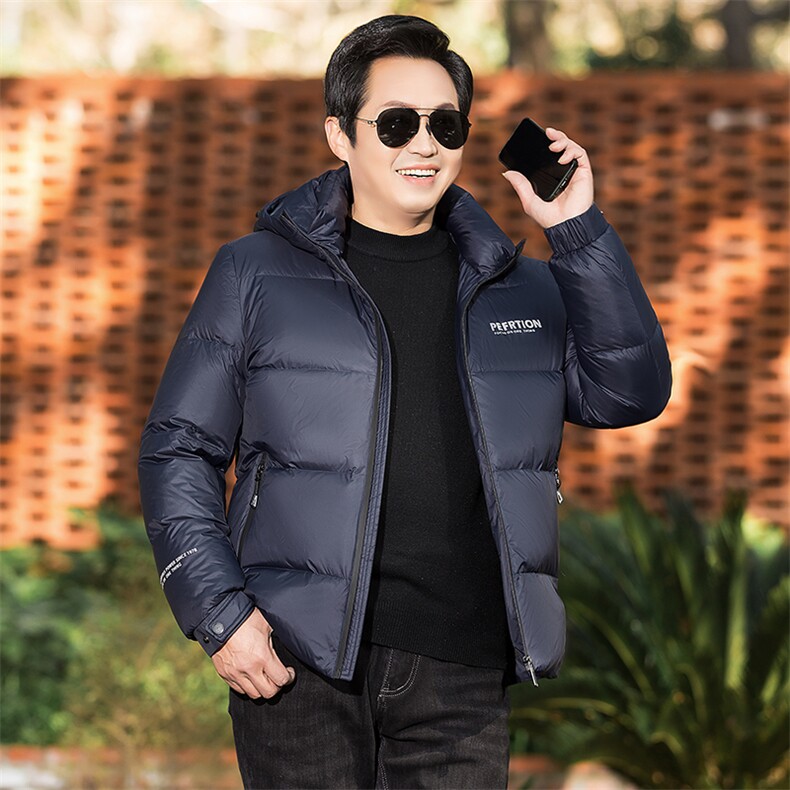 冬装羽绒服男中青年时尚休闲男士保暖防寒宽松短款连帽外套爸爸装,男装羽绒服,钱塘6003（原4033）