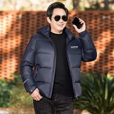 冬装羽绒服男中青年时尚休闲男士保暖防寒宽松短款连帽外套爸爸装，男装羽绒服，钱塘6003（原4033）