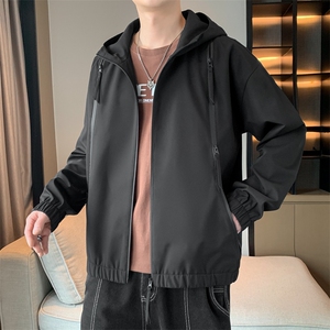 冲锋衣连帽夹克男宽松落肩纯色上衣外套DSA157B-J208-P60图片