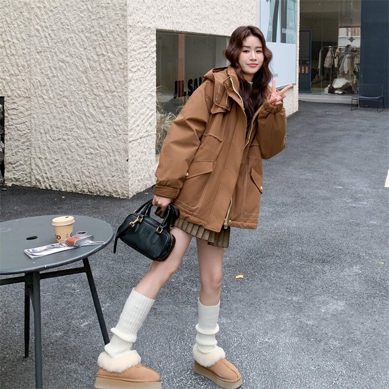 韩系工装派克羽绒服女2025冬季新款高端洋气休闲保暖90白鸭绒外套,女装羽绒服,玖莱伊