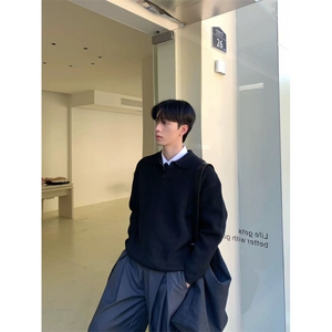 polo领毛衣男秋韩版潮流休闲长袖翻领针织衫宽松上衣ZZS191 P65图片
