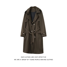 秋冬新大衣男长款过膝腰带羊毛呢大衣双排扣风衣外套厚FY751P82，男装风衣，星座1013-5