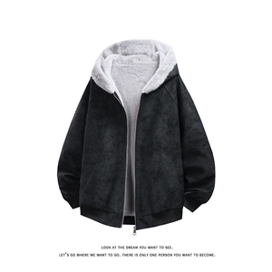 荔枝纹皮座山雕毛加绒连帽棉服男女同款保暖棉衣MP7826-特价P85图片