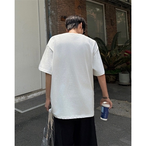白色高级短袖男设计感小众cleanfit韩系上衣修身半袖慵懒风特P32图片