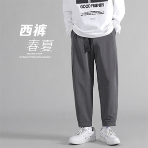 直播春夏冰丝裤子薄款九分裤男宽松长裤束脚休闲裤K308-P40图片