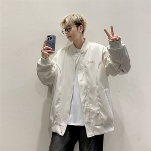 春季新款百搭工装外套男美式复古飞行员夹克棒球服现货 W8091-P65图片
