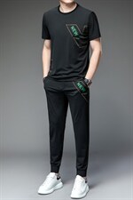 男装冰丝男爸爸中老年人夏装套装时尚冰丝短袖T恤男40-50岁爸爸，男装休闲套装，电商B212（原钱塘6029）