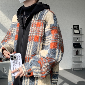 秋冬粗格子经典两色连帽男大休闲百搭夹克外套男  A071-L23-P118图片