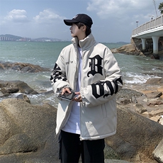 XZ213-MY36-P128控148港风潮牌纯刺绣PU皮棉服加厚保暖棉衣，男装棉衣，星座213