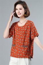 2021年新款毛线口袋边小碎花宽松上衣女宽松大码棉T恤小衫女，女装T恤，涵誉