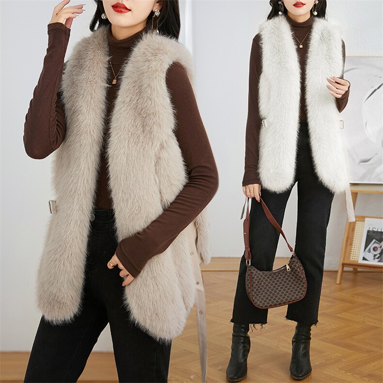 芷墨秋冬新款时尚加厚保暖皮草马甲女气质毛绒背心外套显高显瘦，女装皮草，芷墨服饰