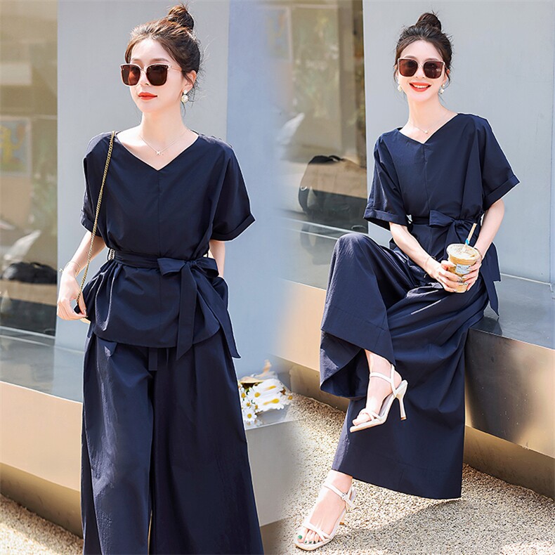 水衣源2335款抗皱面料宽松系腰带配裙裤套装（85-160斤可穿），女装套装/套裙，水衣源