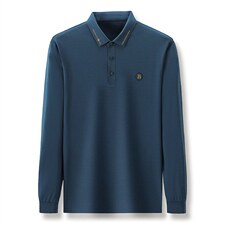 春秋季新款休闲长袖T恤男士中年翻领polo衫薄款时尚百搭男装上衣，男装T恤，电商B212（原钱塘6029）