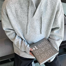 996-P55男装黑色时尚套头连帽毛衣2025年秋季新款男士重磅高端，男装针织衫/毛衣，电商B323A